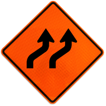 Two Lane Reverse Curve Right Sign – X5014