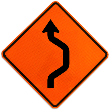 One Lane Double Reverse Curve Right Sign – X5022