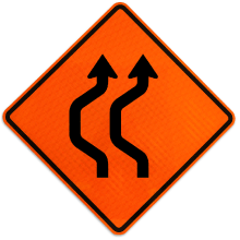 Two Lane Double Reverse Curve Left Sign – X5023