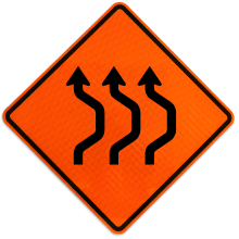 Three Lane Double Reverse Curve Right Sign – X5026