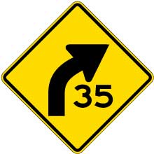 Right Combination Curve / Advisory Speed Sign