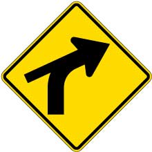 Right Combination Curve / Cross Road Intersection (Tangent From Side) Sign