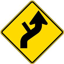 Right Combination Reverse Curve / Side Road Intersection Sign