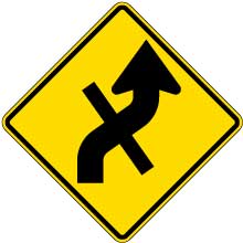  Right Combination Reverse Curve / Cross Road IntersectionSign