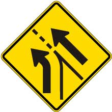 Left Entering Roadway Added Lane Sign