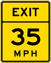 Advisory Exit 35 MPH Sign