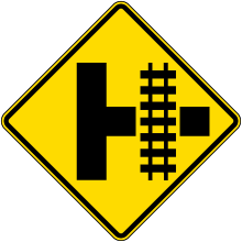Highway-Light Rail Transit Grade Crossing Right Sign