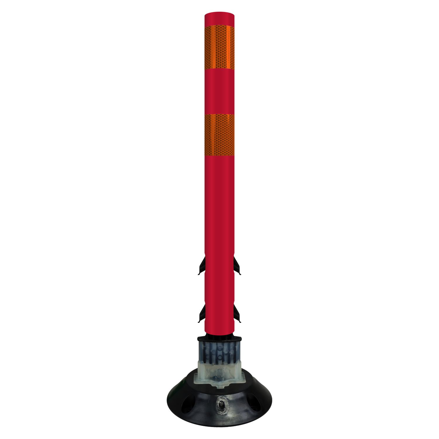 Red Orange Flexible Surface Mount Tubular Traffic Delineator