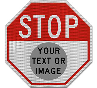 Custom Octagonal Stop Sign with White Text Box