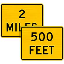 Custom Yellow Supplemental Distance Sign