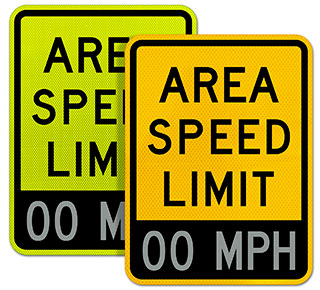 Custom Yellow Area Speed Limit Sign