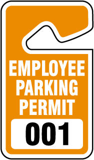 Orange Employee Parking Permit Tags