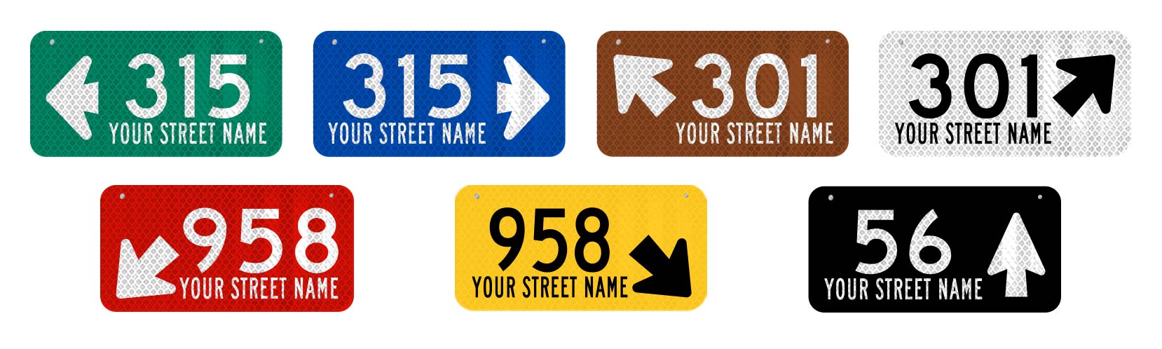 911 Address Signs colors we offer.