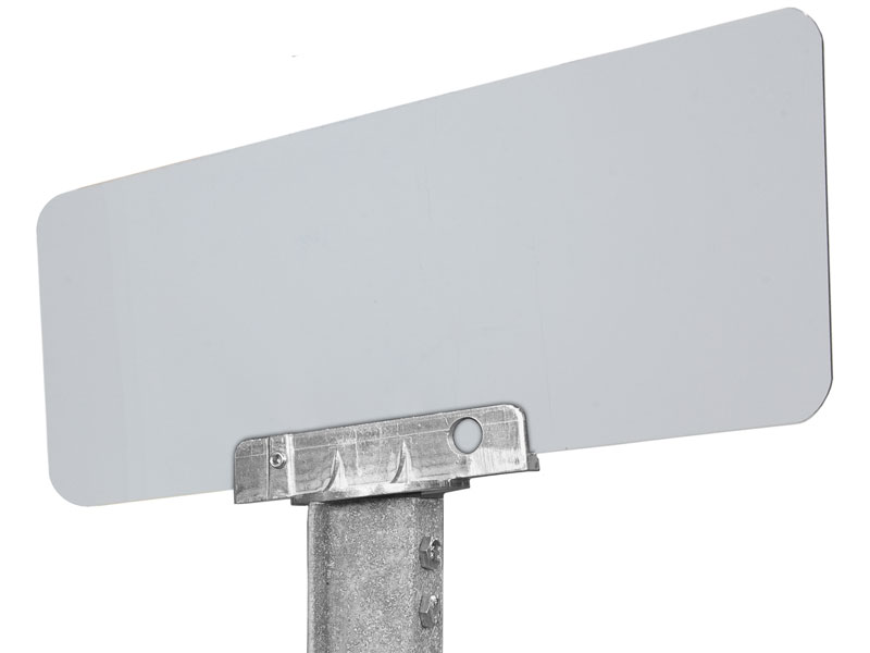 90 degree bracket with mounted sign on u-channel post