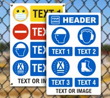 Custom PPE Signs with 4 Images