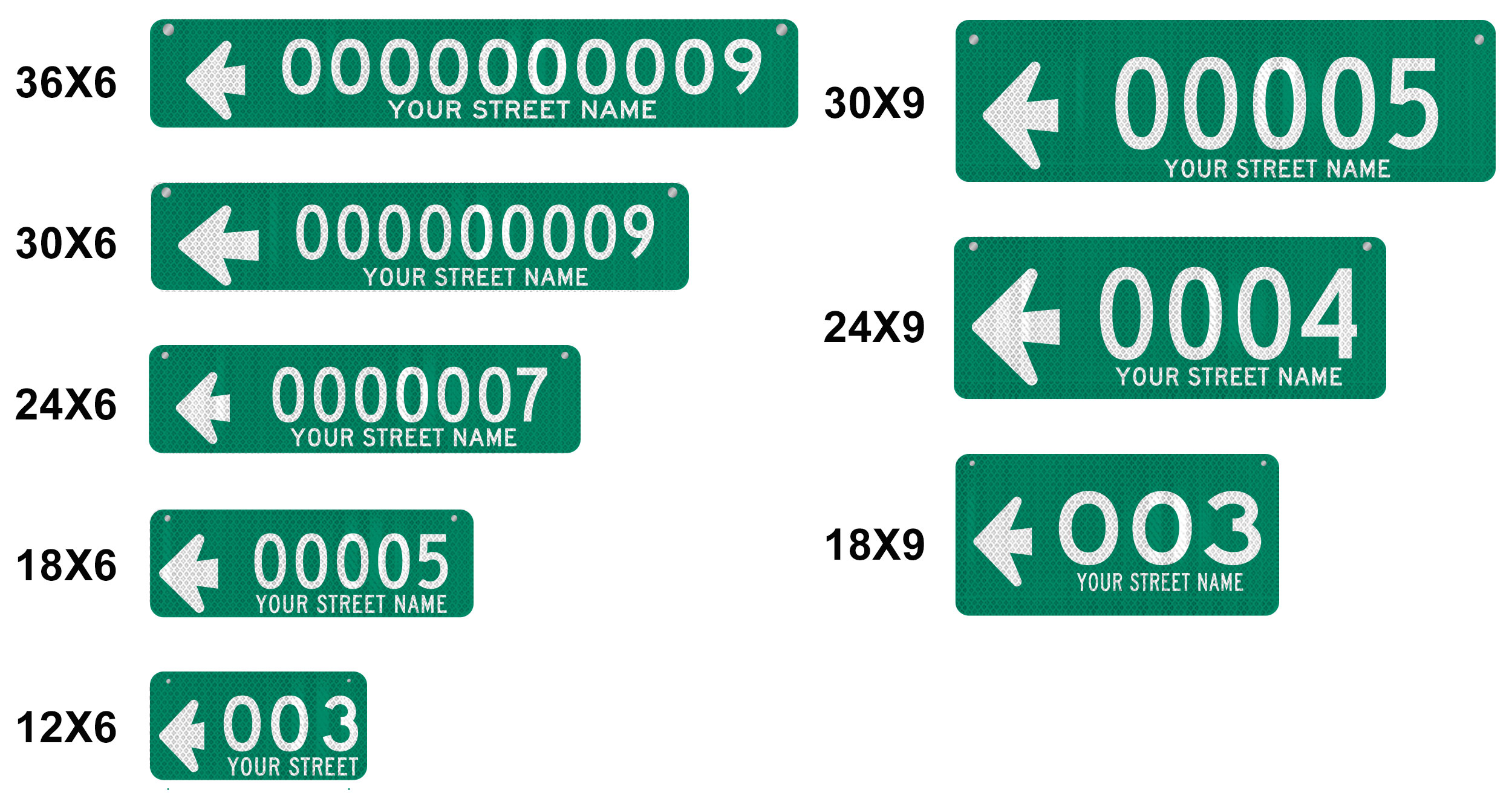 911 Address Signs Size Comparison