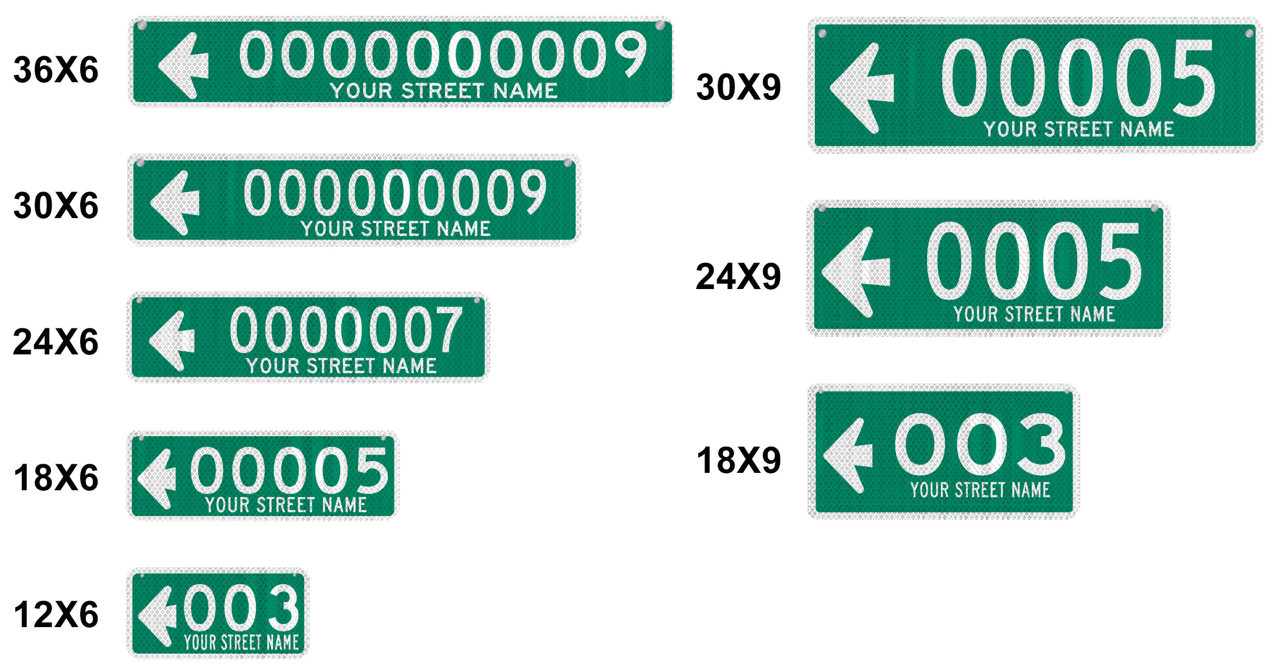911 Address Signs Size Comparison
