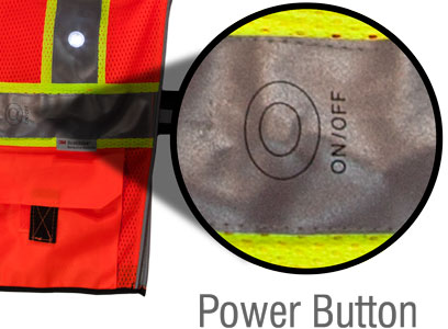 LED vest power controls