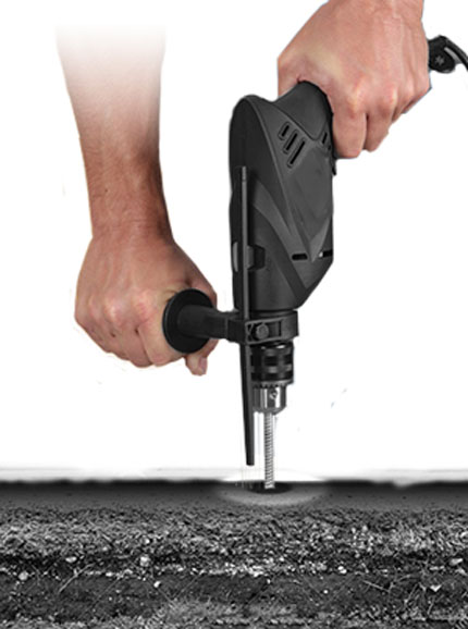 asphalt anchors installation step 1 drill into asphalt layer