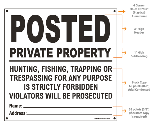 White Posted Sign, Private Property