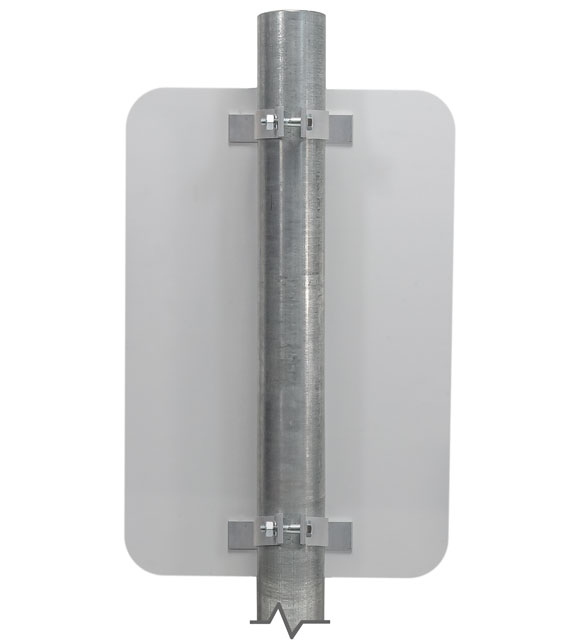 Single mounted sign on round post using the Y3457 bracket