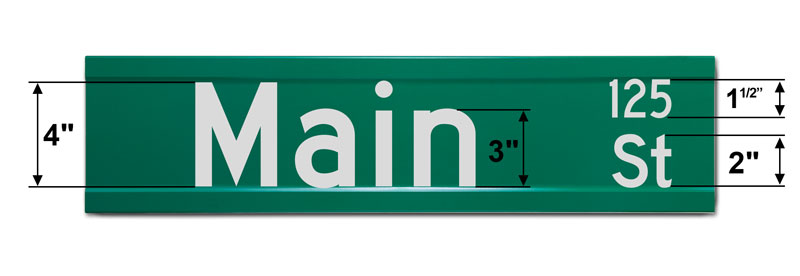 6″ Tall Street Sign with Street Numbers
