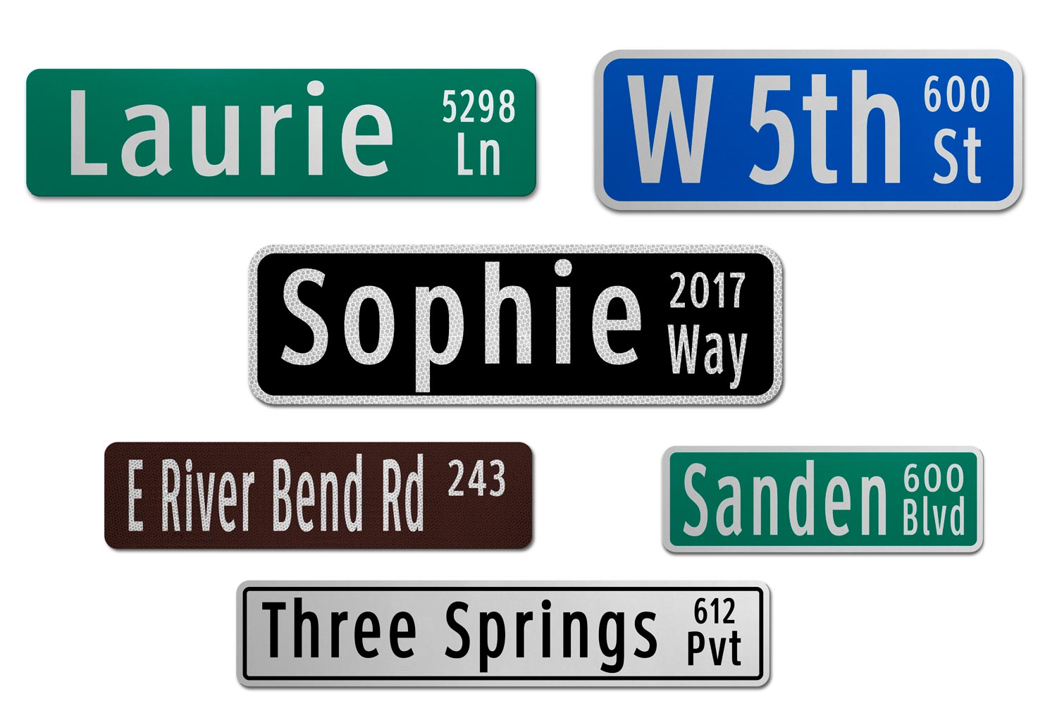 Samples of Printed Flat Blade Signs with Street Numbers
