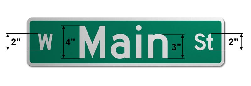 6″ Tall Street Sign