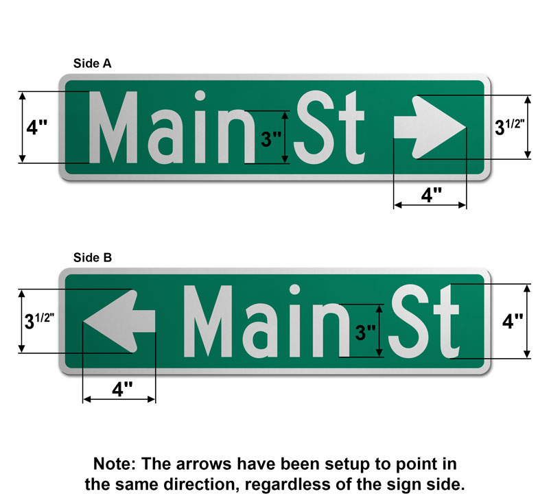 6″ Tall Street Sign with Directional Arrow