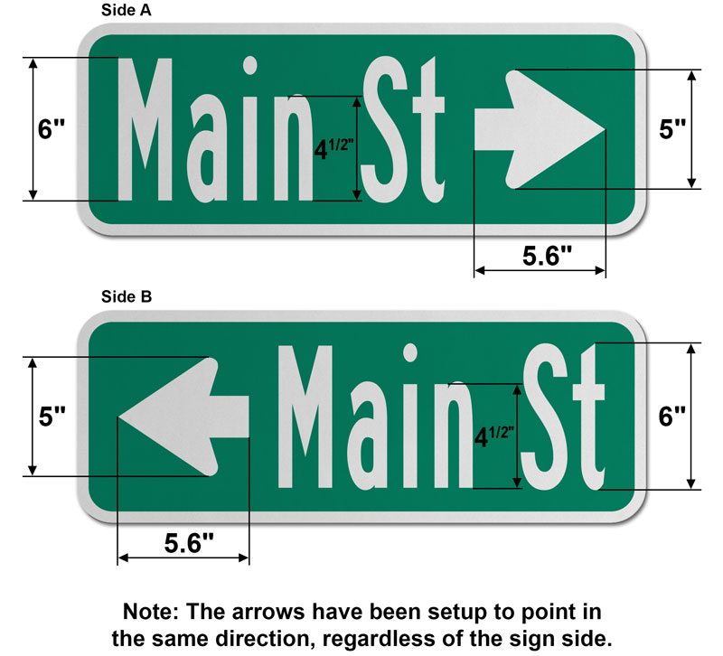 9″ Tall Street Sign with Directional Arrow