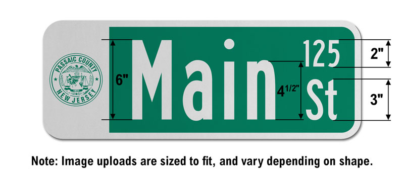 9″ Tall Street Sign with an Image and Street Numbers