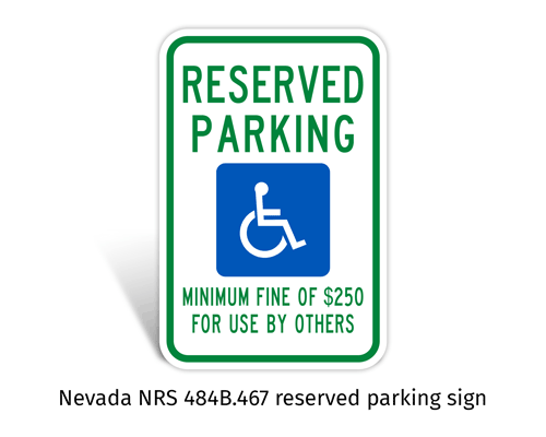 Nevada reserved parking sign