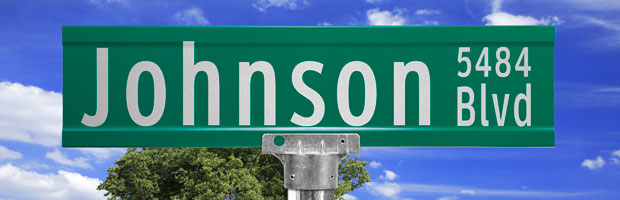 Official Street Name Sign with Optional Prefix and Suffix